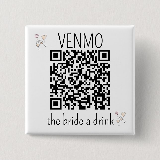 QR Code VENMO, Bride a Drink Bachelorette Party Knapp (Framsida)