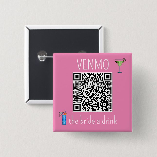QR Code VENMO, Bride a Drink Bachelorette Party Knapp (Framsida & baksida)