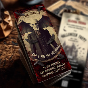 QR Code Vintage Dracula Vampire Fladdermus Hallowe Inbjudningar
