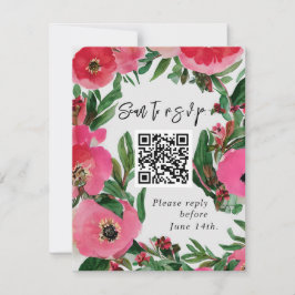 QR Code Watercolor Rosa Anemone Bröllop OSA