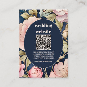QR Code Watercolor Rosa Peony Art nouveau Bröllop Tilläggskort
