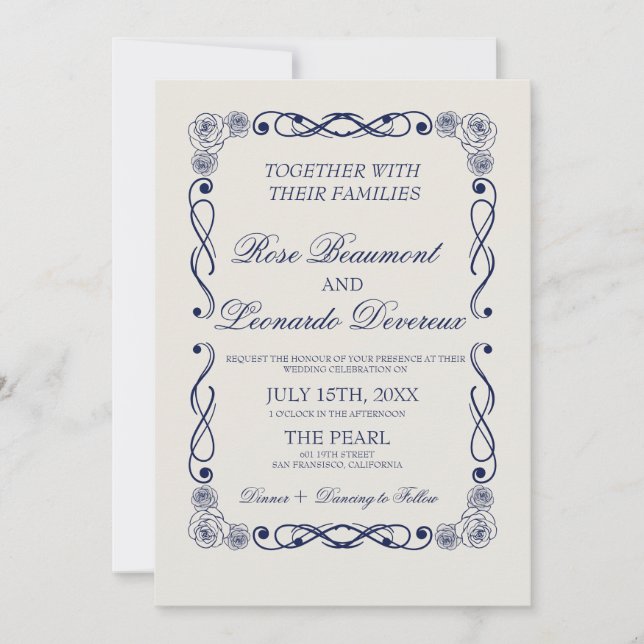 QR Code Wedding Invitation | Elegant Old Money Inbjudningar (Framsida)