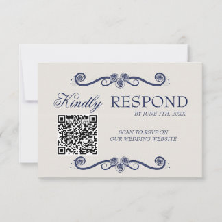 QR Code Wedding RSVP Card | Elegant Boho Old Money OSA Kort
