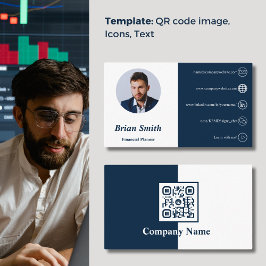 QR Code White and Blue Financial Planner Visitkort