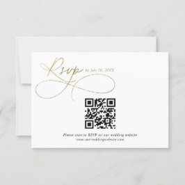 QR Code White och Guld Script Calligraphy Bröllop OSA Kort