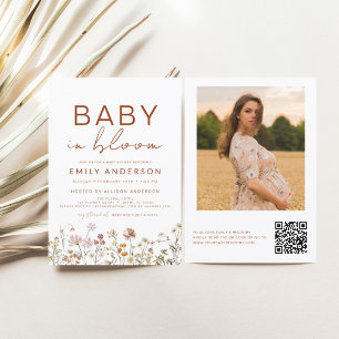 QR Code Wildblomma Baby i Bloom Baby Shower Flygblad