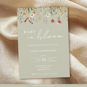 Qr Code Wildblomma Baby i Bloom Baby Shower Inbjudningar