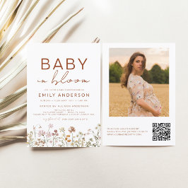 QR Code Wildblomma Baby i Bloom Baby Shower Inbjudningar
