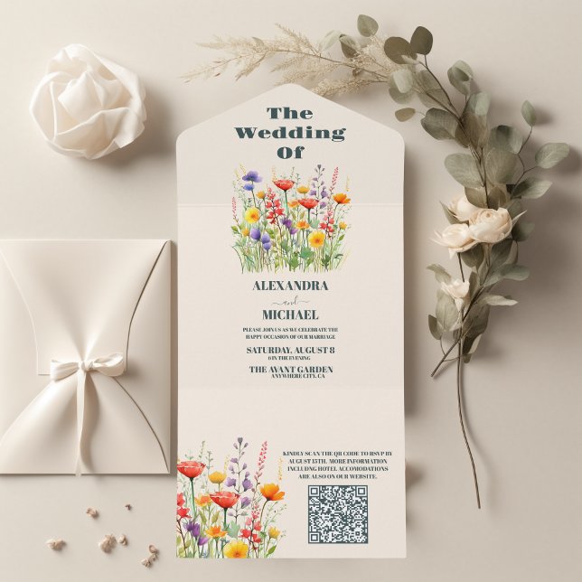 QR Code WildblommBröllop Boho Land Blommigt (Skapare uppladdad)
