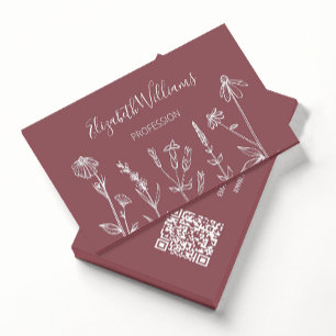 QR Code Wildblommy Dusty Ro Mauve Visitkort