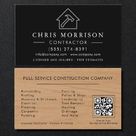 QR Code Wood Building Contractor Visitkort