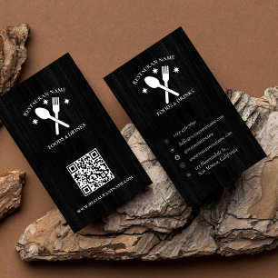 QR Code Wood Textured Restaurant Logotyp Rustic Visitkort