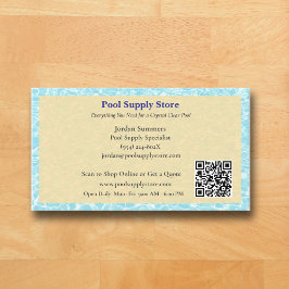 QR Code Yellow Blue Swimming Pool Contractor Visitkort