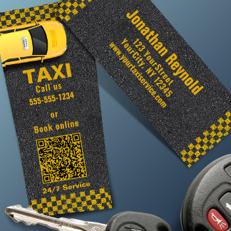 QR Code Yellow Taxi Company Business Service Mini Visitkort