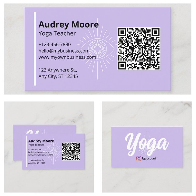 QR Code Yoga Teacher TredÖga Yoga Studio Visitkort (QR Code Yoga Teacher Third Eye Yoga Studio Business Card
)