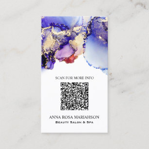 *~* QR CODE Yummy Denim Blue Guld Gilded Visitkort