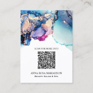 *~* QR CODE Yummy Turquoise Teal Guld Gilded Visitkort