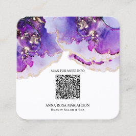 *~* QR CODE Yummy Violet Blue Guld    GildedAP29  Fyrkantigt Visitkort