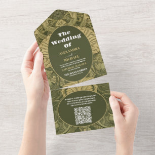 QR CodeVintage Blommigt Art nouveau Bröllop