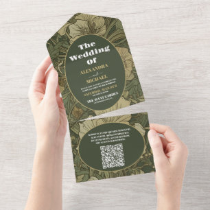 QR CodeVintage Blommigt Art nouveau Bröllop