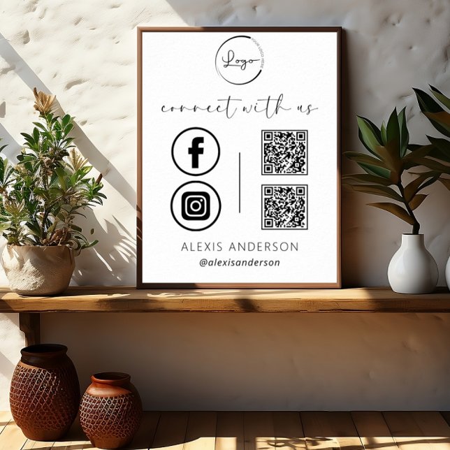 QR Connect with US Business Logotyp Social Media Poster (Skapare uppladdad)