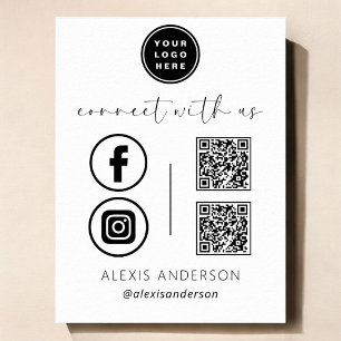QR Connect with US Business Logotyp Social Media Poster
