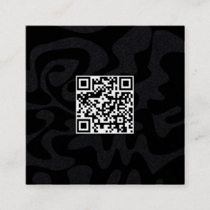QR-Coolan Black and White Retro Groovy Fyrkantigt Visitkort