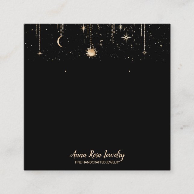 *~* QR Cosmic Celestian Måne Jewelry Earring   Fyrkantigt Visitkort (Framsida)