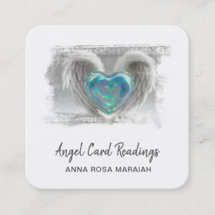 *~* QR Crystal Opal Heart Angel Vingar AP78 Fyrkantigt Visitkort
