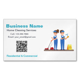 QR Custom Cleaning Service Maid Business Card Magnetiska Visitkort