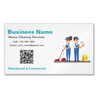 QR Custom Cleaning Service Maid Business Card Magnetiska Visitkort