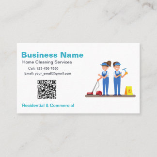 QR Custom Cleaning Service Maid Business Card Visitkort