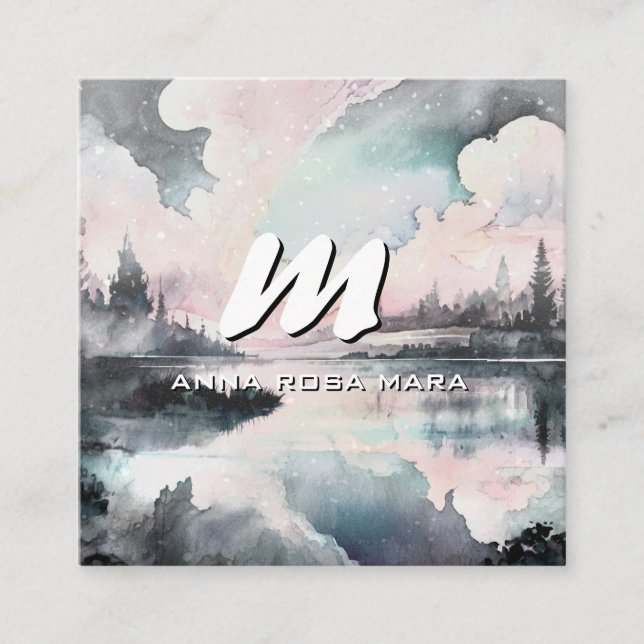 *~* QR Diskret Modern Abstrakt, fet AP93 Fyrkantigt Visitkort (Framsida)