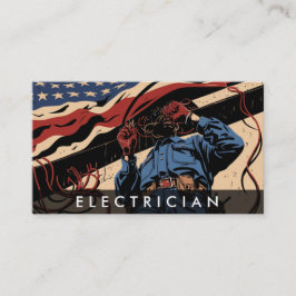 *~* QR Electrician AP75 Photo Patriotic Flagga Visitkort