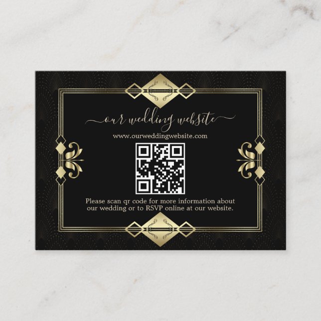 QR Elegant Art Deco 20s Casino Vegas Tilläggskort (Framsida)