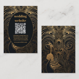 QR-Elegant Art Deco Peacocks Bröllop Tilläggskort