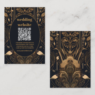 QR-Elegant Art Deco Peacocks Bröllop Tilläggskort