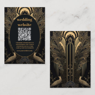 QR-Elegant Art Deco Peacocks Bröllop Tilläggskort