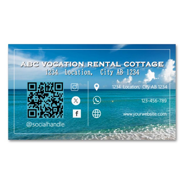 QR Elegant Beach - Spa Travel Magnetiska Visitkort (Framsida)