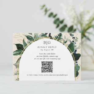 QR Elegant Beige Modern Botanical Grey OSA Kort