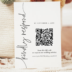 QR Elegant Calligraphy Bröllop Responcard OSA Tilläggskort