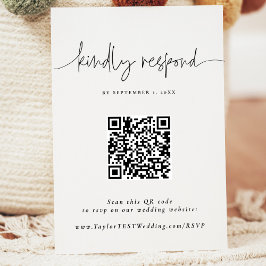 QR Elegant Calligraphy Bröllop Responcard OSA Tilläggskort
