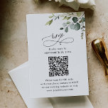 QR Elegant Eucalyptus Greenery Bröllop OSA Kort<br><div class="desc">Det här anpassadet är designat att samordna med vår Boho Grey bröllop-samling och har vattenfärgen eucalyptus löv parad med en romantisk kalligrafisk skriptgrafisk text,  parad med ett klassserif & modern sans font in black. Matchande objekt är tillgängliga.</div>