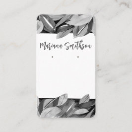 QR Elegant Foliage Grått Earrings Visning Card Visitkort