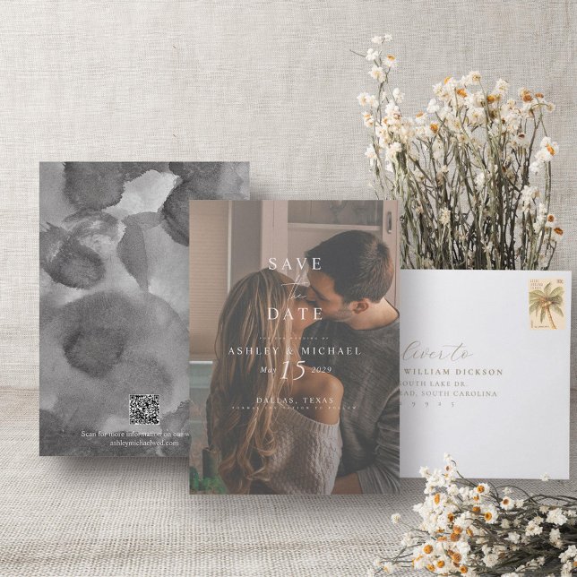 QR-Elegant Foto Bröllop webbplats Spara Datumet (QR Code Save the Date!)
