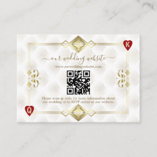 QR Elegant Guld White Art Deco 20s Casino Vegas Tilläggskort