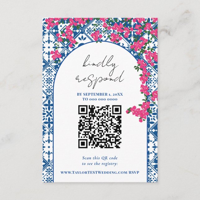 QR Elegant kalligrafi bröllop svar kort RSVP (Framsida)