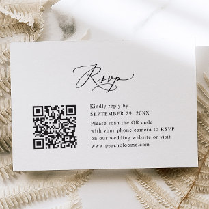 QR Elegant Modern Calligraphy-Bröllop OSA Kort