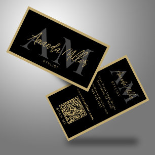 QR Elegant Modern Monogram Initialer Visitkort