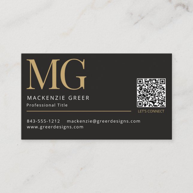 QR-Elegant Modern Professionell Monogrammad Visitkort (Framsida)